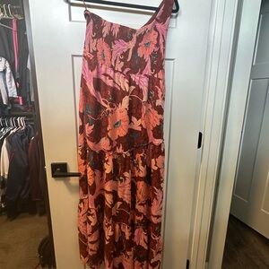 Soma Pink and Orange Asymmetrical Wrap Maxi Dress